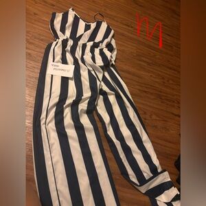 Striped Jumpsuit in Navy and White
